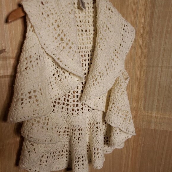 Forever 21 Womens White Open Front Chunky Sweater Vest Small - Picture 3 of 5